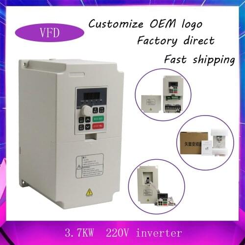 3.7KW 220V VFD Variable Frequency Drive Vector Inverter Drive with Extension Cable For Spindle Motor Speed Control