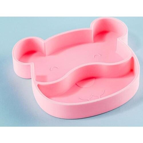 Division Design Food Grade Silicone Feeding Dish Spoon Fork Set Kids Camping Plate Feeding Dishes for Boys Girls