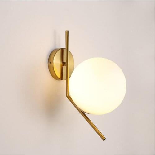 Modern minimalist round glass wall lamp Hotel room LED wall lamp Bedroom bedside wall lamp engineering customization