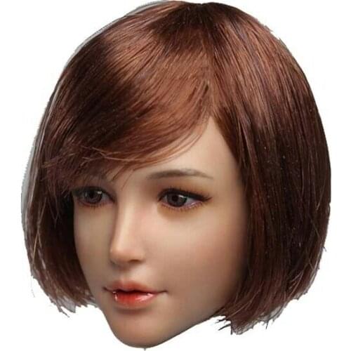 TBLeague 1/6 Scale Lovely Short Brown Hair Beauty Head Sculpt for 12in Action Figure Toys