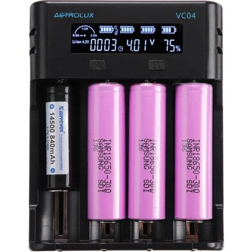 Astrolux VC04 Type-C 2A Quick Charge Li-ion Ni-MH Battery Charger Current Optional USB Charger For 18650 26650 21700 AA A