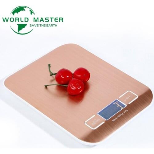 World Master LCD Electronic Scales 5Kg OZ/ML/LB/G Kitchen Scale Stainless Steel Weighing Scale Food Diet Balance Measuring Tool
