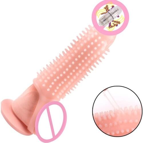 Vibrating Enlargement Penis Cock Sleeve Vagina Massage Pussy Stimulator Vibrator Penis Enlarger Man Delay Ejaculation Sex Toys