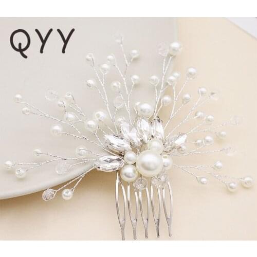 QYY 2019 Pearl Hair Comb Bridal Fashion Jewelry Wedding Hair Combs Hair Accessories Clips Bridal Headpiece Women