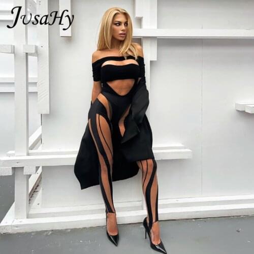 JusaHy Y2K Women Slim High Street Casual Panelled Skinny Stretch Trousers 2021 Fashion Club Streetwear Female Body-Shaping Pants