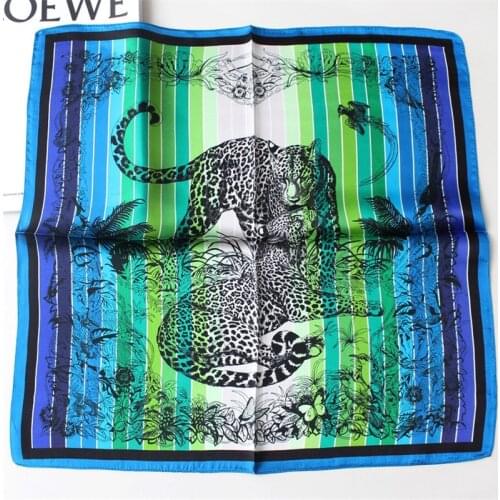 POBING 100% Pure Silk Scarf Women Fashion Print Square Scarves Wraps Silk Foulard Head Neckerchief Hijab Bandana Bufandas53X53CM