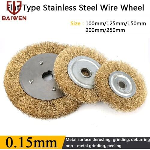 0.15mm Wire Wheel Brush 4'' - 10'' Round Brass Brush Bench Grinder Polishing Abrasive Tool for Metal Derusting Wood Deburring