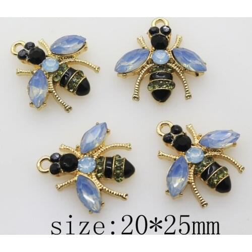 10pcs/lot black for Metal Spray Paint Bee Crystal Rhinestone Buttons Craft DIY flat Scrapbooking Buttons Home Decor Accessories