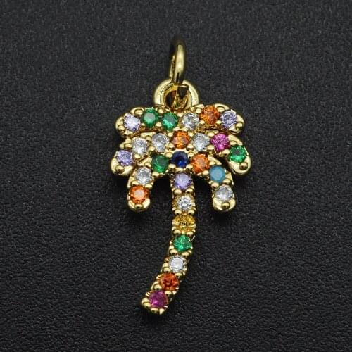 18x10mm 100% CZ Zircon DIY Jewelry Rainbow Palm Charm Pendant Wholesale Necklace Making Charms Jewellwery Finding Supplies