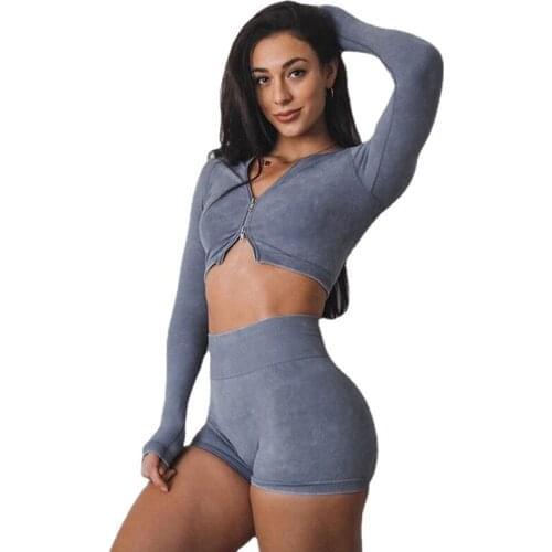 2021 Seamless Sports Yoga Workout Clothes Short Sleeve Shorts Suit New Women