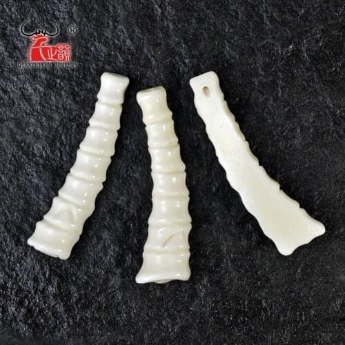 3PCS Handmade Carved Yak Bone Bamboo Pendant Tibet Style Beads DIY Jewelry Accessory 46mmX12mm