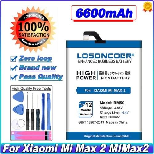 LOSONCOER BM50 6600mAh Battery For Xiaomi Mi Max2 Max 2 II High Capacity Smart Phone Batteries~In Stock