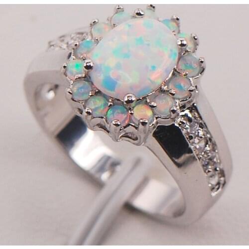 White Fire Opal Australia 925 Sterling Silver Woman Jewelry Ring Size 6 7 8 9 10 11 F578
