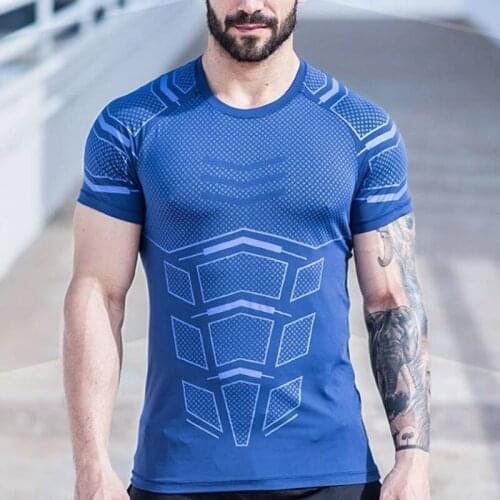 Quick Dry Tees Workout Men Shirt Professional Fitness Short Tops Breathable T-shirt Clothing Male Sport Workout Pullover For Man