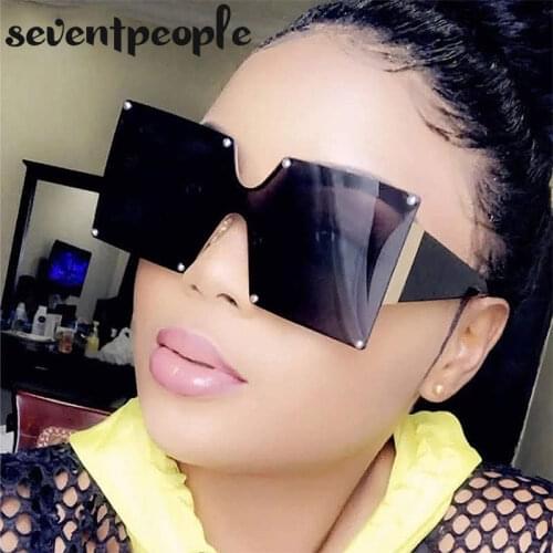 One Piece Square Sunglasses Women Oversized Gradient Rimless Sun Glasses For Men 2020 Fashion Brand Designer Trendy Eyewear Male