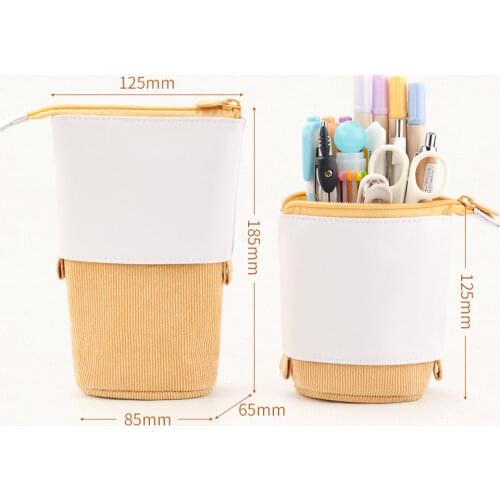 Pen Pencil Case Cute Cartoon Cat Bear Sheep Canvas Foldable Stand Stationery Organizer Kids Gift Cute School Supplies