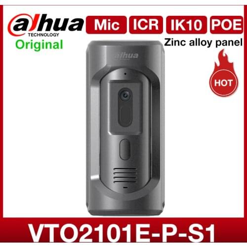 Dahua intercom VTO2101E-P-S1 2MP HD Video doorbell support Mic Built-in Speake Bidirectional talk Zinc alloy panel POE IK10 IP65
