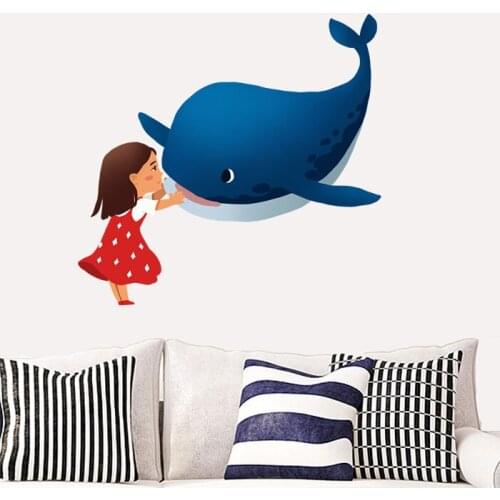 Three Ratels QC385 Dolphin wall stickers for kids Decoration stickers for childrens places home decoration