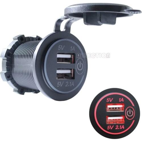 DIY Dual USB LED 3.1A 12V/24V USB Power Outlet Waterproof Car Charger with Switch for Car RV ATV Boat Marine Motorcycle Mobile