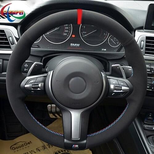DIY Anti-Slip Black Suede Car Steering Wheel Cover For BMW F30 F33 F87 M2 F80 M3 F82 M4 M5 F12 F13 M6 F85 X5 M F86 X6 M Sport