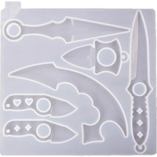 Dagger Pendant Keychain Resin Mold Silicone Anti-Wolf Weapons Sword Epoxy Casting Silicone Mould Defend Knife Mold Craft