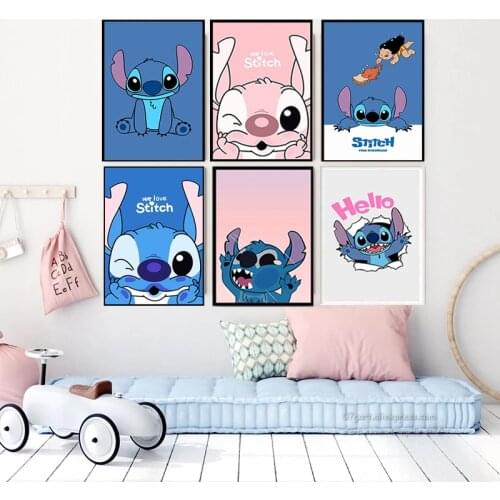 Disney Lilo & Stitch Anime Canvas Paintings Cartoon Posters and Prints Cuadros Wall Art Pictures for Kid Bedroom Home Decor