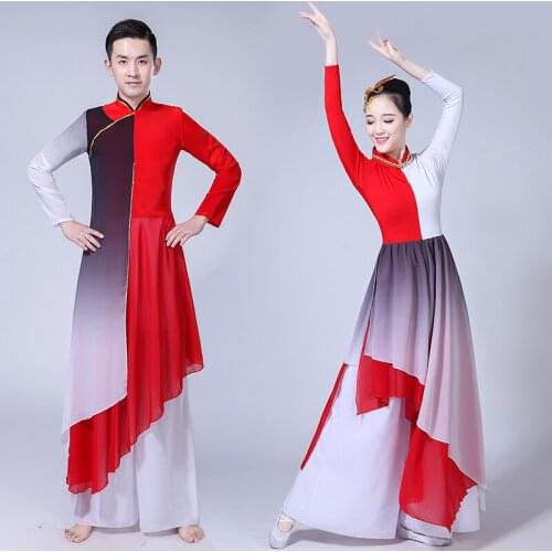 Chinese folk dance costume clothing hanfu ancient fan dance traditional Chinese dance costumes Stage dance wear AA4580