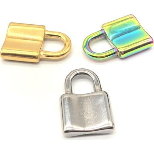 5Pcs/lot Hip Hop Rock Gold Silver Colour Color Stainless Steel Lock Pendant For DIY Jewelry Making Necklace Bracelet Wholesale