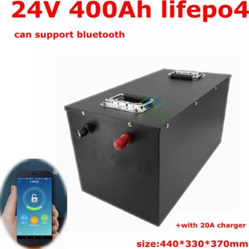 24V 400AH lifepo4 lithium Battery bluetooth APP 8S BMS for 2400W motorhomes Solar energy storage inverter + 20A Charger