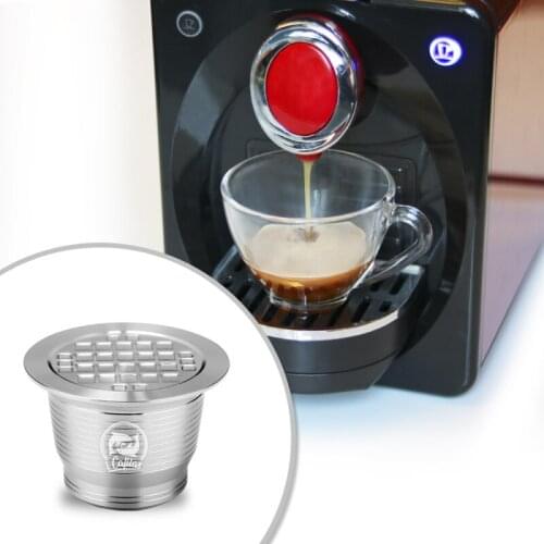 Multi-fat Square Hole Stainless Steel Coffee Capsule Shell Nespresso Recycle Use Nestle Model To Send Spoon Brush