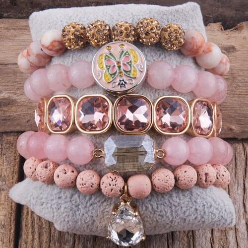 MD Fashion Boho Jewelry Accessory Multicolor 5pc Stack Beaded Bracelet Sets For Women Gift