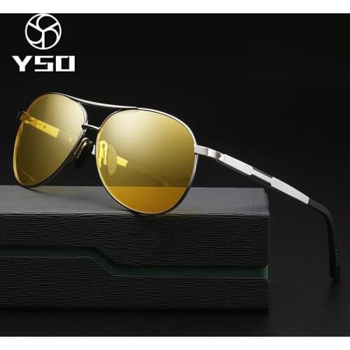 YSO Night Vision Glasses Men Aluminium Magnesium Frame Polarized Night Vision Goggles For Car Driving Anti Glare Glasses 6695