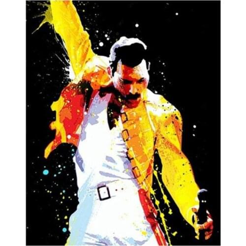 5D DIY Poured Glue Diamond Painting Kits Scalloped Edge Rock Singer Freddie Mercury Acrylic Wall Art Home Decoration Unique Gift