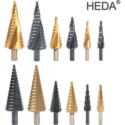 5/9/15Steps 3Pcs Set HSS Step Drill Bit Kits 4-32mm Coated Titanium Hole Saw Cutter For Woodworking Metalworking Aluminum Steel