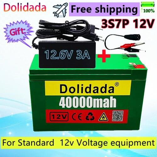 Brand new12v40ah 3S7P 18650 lithium battery + 12.6v3a charger, built-in40ah high current bms, used for sprayer, 12v power supply
