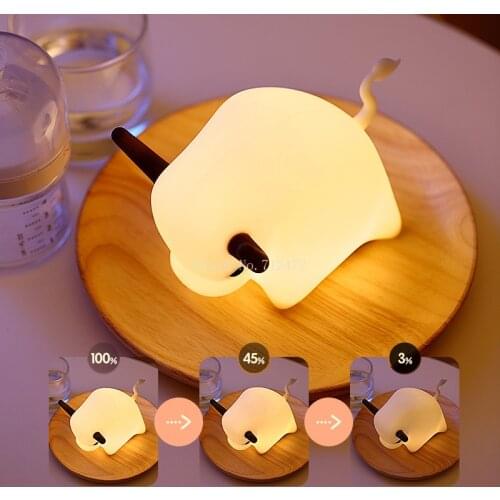 New Baby Feeding Light Creative Silicone Cow Night Light Touch Sensor LED Night Lamp Child Holiday Gift Sleepping Bedroom Lamp
