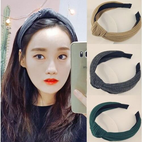 New Women Girls Elegant Solid Colors Cross Knot Wide Hairbands Sweet Headband Hair Hoop Ornament Lady Fashion Hair Accessories
