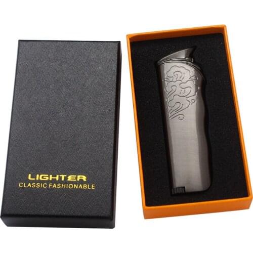 Portable cloud pattern Butane inflatable gas Cigarette lighter High-end Durable cigar pipe Smoking igniter Men Business gift