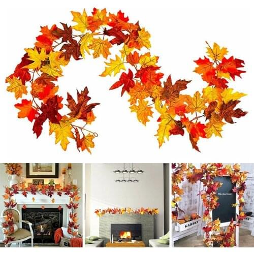 Christmas Simulation Maple Leaf Vines Autumn Thanksgiving Maple Leaf Cane Rattan Ornament Halloween Door Wall Hanging Home Decor