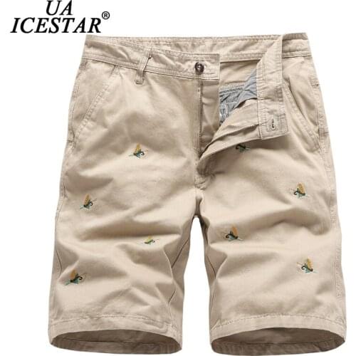 UAICESTAR Brand Summer Shorts Men Cotton 2021 New Embroidery Casual Pants Men Fashion Khaki Large Size Comfortable Men Pants