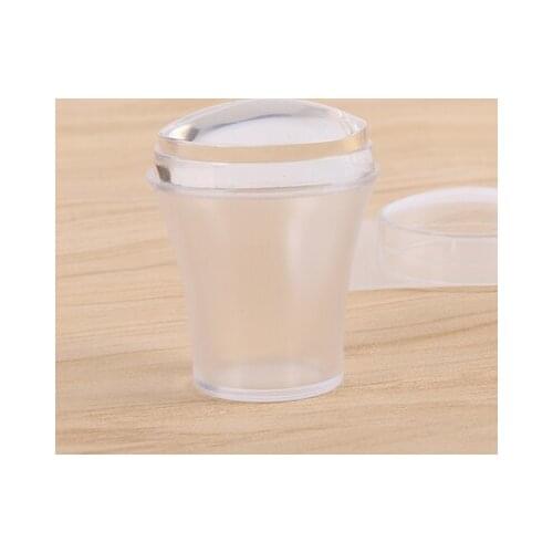 4cm Big Clear Jelly Nail Art Stamper Scraper with Cap Silicone Stamp Stamping Polish Printing Transfer Template Manicure Tools
