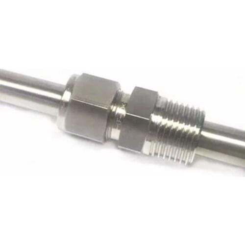 Through Hole 6mm OD x 1/4" BSPT Male 304 Stainless Steel Compression Union Connector Pipe Fitting