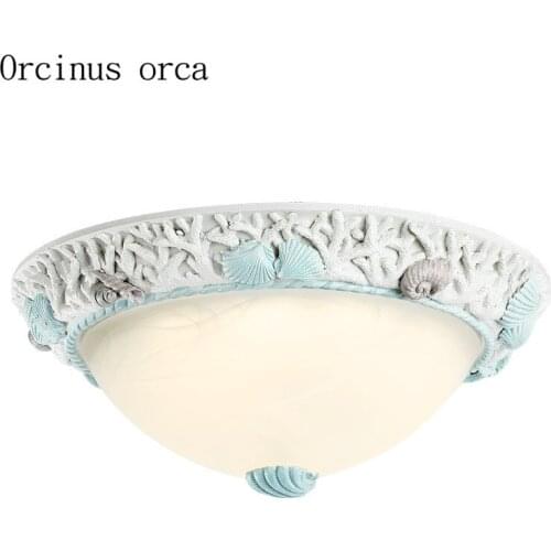 Mediterranean cartoon shell ceiling lamp boys and girls bedroom corridors childrens room lights cute creative LED ceiling lamp
