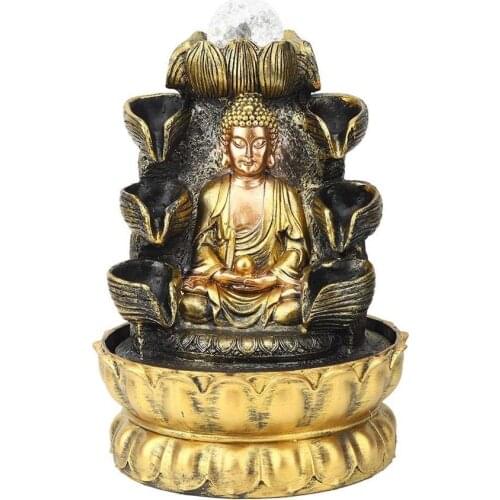 Crystal Ball Fountain Desktop Fountain Decoration Buddha Flowing Water Ornament With Light And Ball Decor For Home Decoration