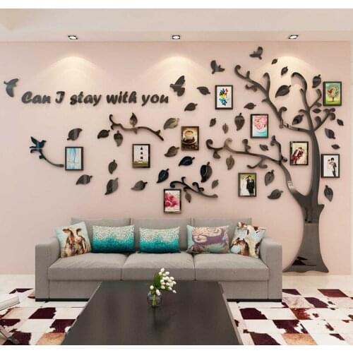 Warm Photo Tree 3D Quality Acrylic Wall Stickers Photo Frame For Bird Decor Wallpapers Tree DIY Sticker Background Home Creative
