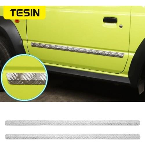 TESIN Aluminum Alloy Car Body Exterior Door Side Molding Cover Trim Sticker Decoration for Suzuki Jimny JB74 2019+ Car Styling