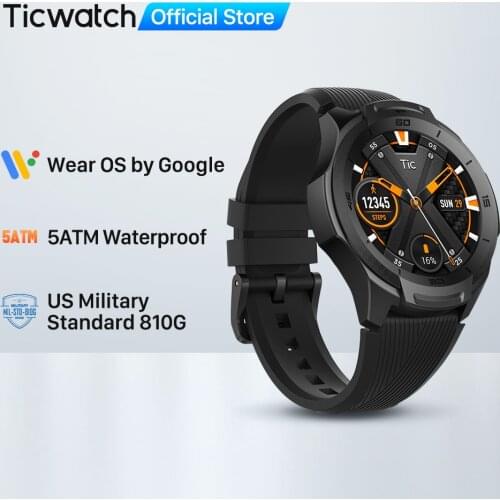 TicWatch S2 Wear OS by Google Smartwatch Bluetooth GPS Sport Watch for Men 5ATM Waterproof for IOS&Android Long Battery Life