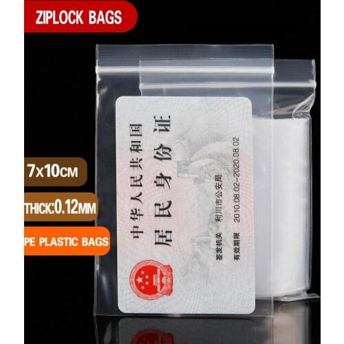 Thickness 0.12mm Reclosable Plastic Packaging Bags Zip Lock Plastic Bags Zipper Clear Zip lock bags100pcs 7x10cm
