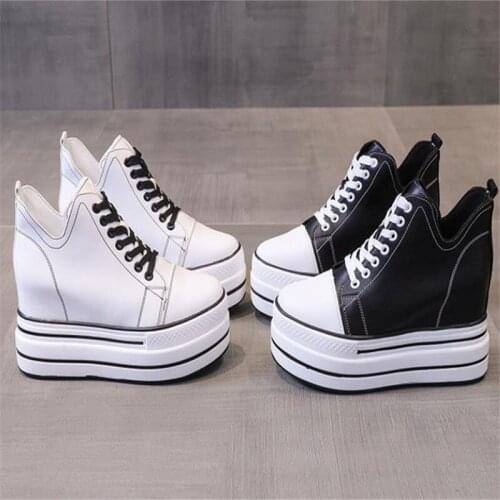 High top layer cowhide ladys single shoe Bottom Flats Shoes Girls Lace Up Round Toe Casual Flats Footwear