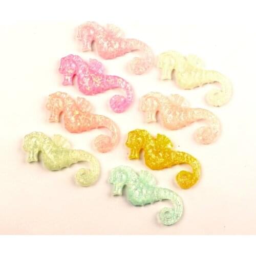 20Pcs Mixed Resin Bling Seahorse Decoration Crafts Flatback Cabochon Kawaii DIY Embellishments For Scrapbooking Accessories